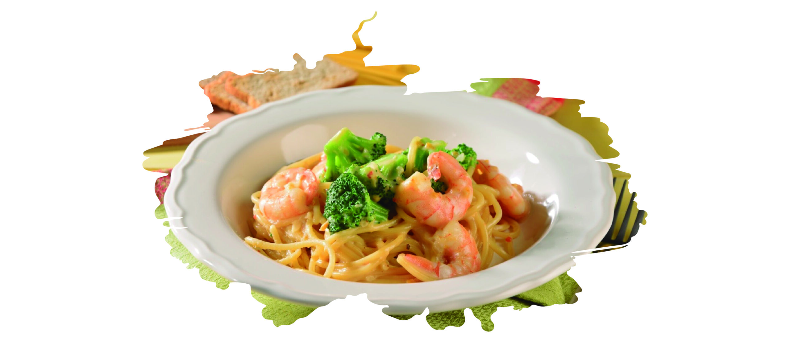 PASTA CON CAMARONES, BROCOLI Y QUESO