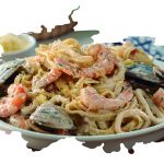 PASTA A LA CREMA CON MARISCOS